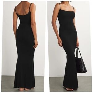 Skims Black Soft Lounge Long Slip Dress